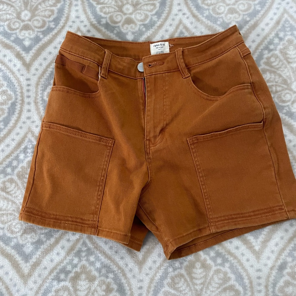 High-Rise Utility Shorts in Rust - Rails & Co.